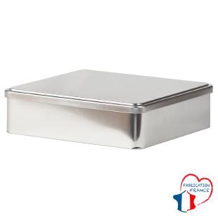 Boîte en métal blanc couvercle à charnières 21.5x23x6.3cm