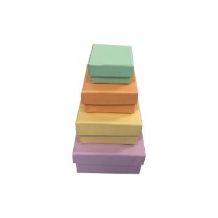 Boîte carton couvercle cloche couleur pastel par lot de 4 (mauve, jaune, abricot, menthe)-toutemballer