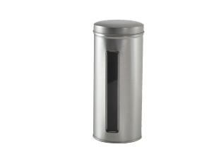 Boîte cylindrique en métal argenté à niveau couvercle cloche 17x7.5cm