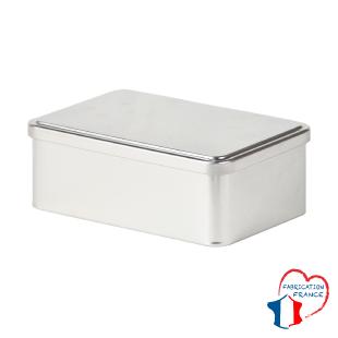 Boîte en métal blanc couvercle à charnières 18.5x12x6.7cm