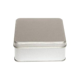 Boîte en métal blanc couvercle cloche 14.5x14.5x6cm