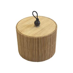 Petite boîte ronde en paille de bambou 8cm (d)