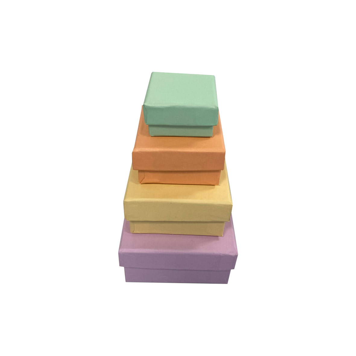 Boîte carton couvercle cloche couleur pastel par lot de 4 (mauve, jaune, abricot, menthe)