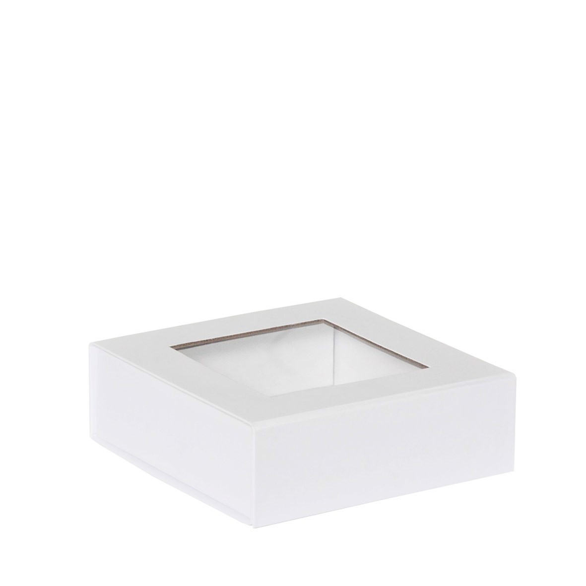 Boîte magnétique carton blanc mat 15x15x5cm (à fenêtre)