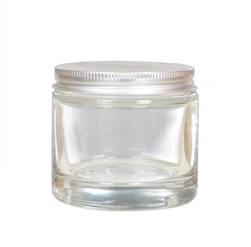 Pot crème verre transparent 125 ml - couvercle aluminium