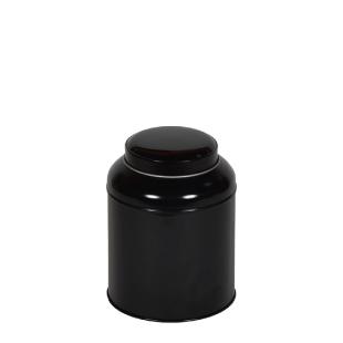 Boîte cylindrique à thé en métal noir brillant couvercle cloche 12.5x9.7cm