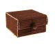 Mini-boîte en paille tressée teintée chocolat à fermeture élastique 4.8x5.5x3cm